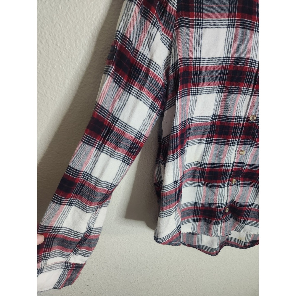 Abercrombie & Fitch Red White Blue Plaid Flannel Button Down Shirt Small Casual - Picture 5 of 8